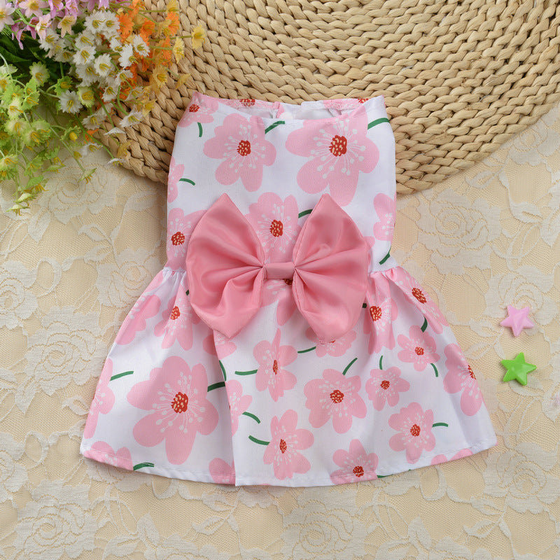 Small Dog Skirt Floral Princess Cat Spring Teddy New Pet Cute Dog Skirt Summer Thin