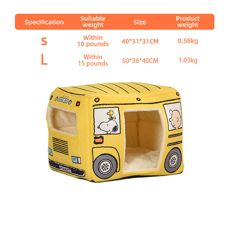 Bus Shaped Cat Kennel Cute Pet Kennel All Season Universal Semi Closed Cat Kennel Small and Medium-Sized Dog Kennel Foldable