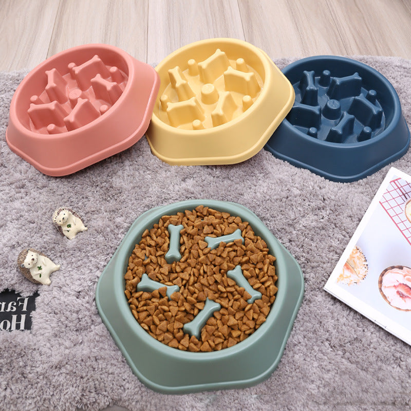 Anti-Choking Pet Slow Food Bowl Bone Shaped Slow Food Dog Bowl Anti-Spill Pet Bowl