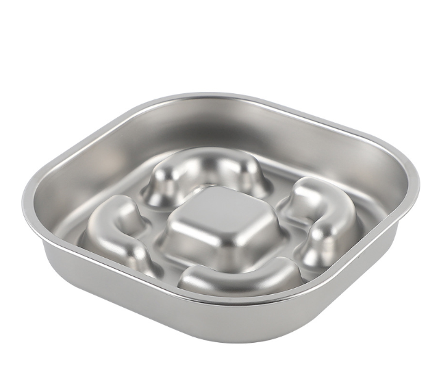 Pet Slow Feeding Food Bowl Slow Down Eating Non-Slip Metal Puzzle Maze Pet Dishes Anti Choke Stainless Steel Pet Bowl Training