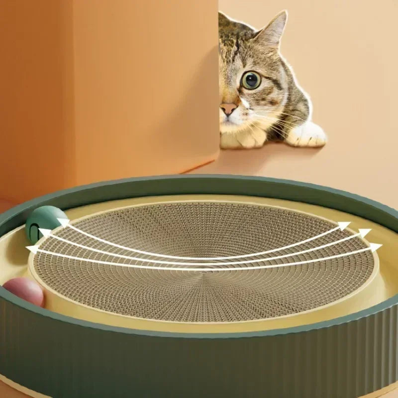 Multi Function Round Cat Scratching Board with Ball Toy Cat Scratcher Funny Sharpen Nails Scraper Can Replace Nest for Cats