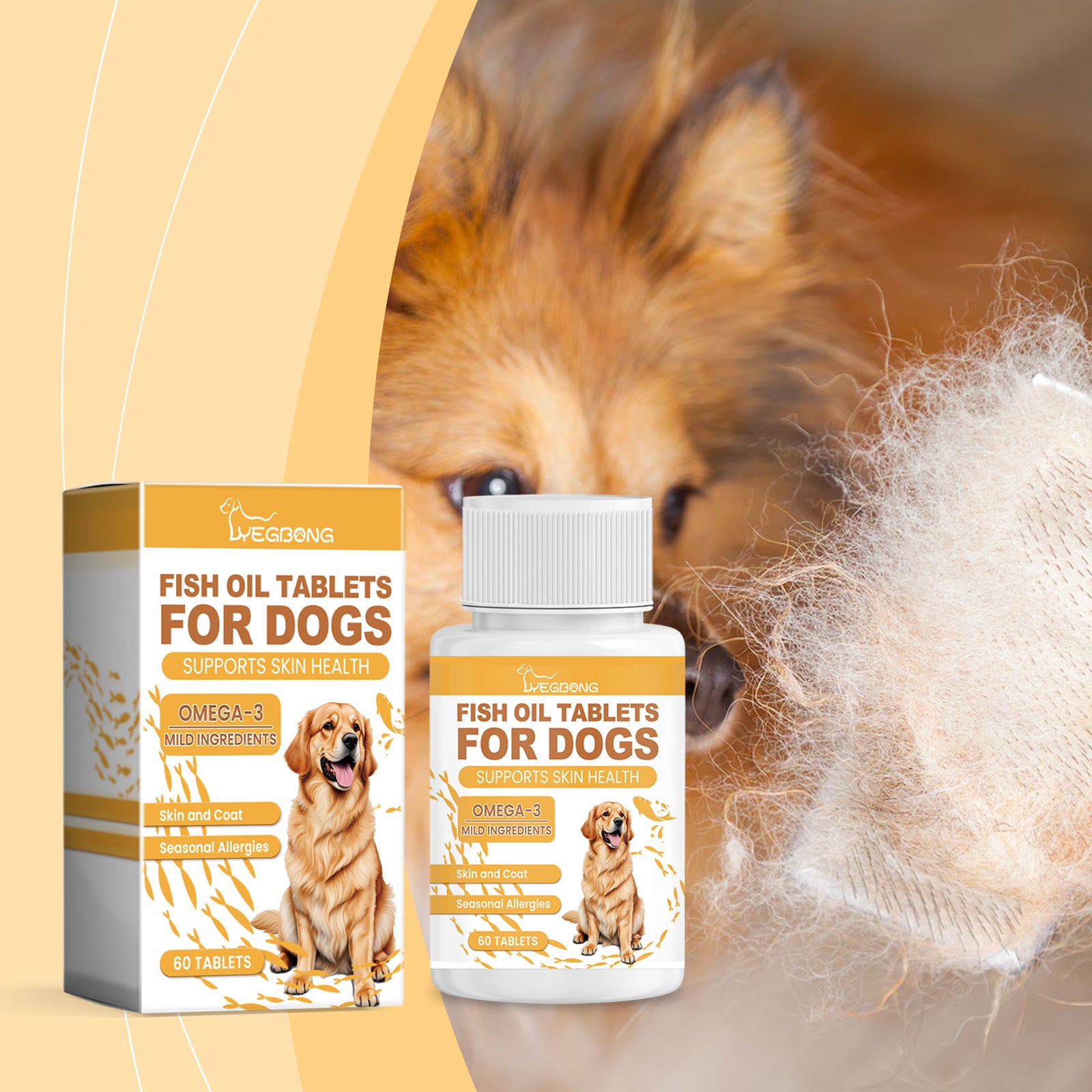 Dog Multi-Dimensional Fish Oil Tablet Pet Dog Hair Care Moisturize Skin Care Pet Health