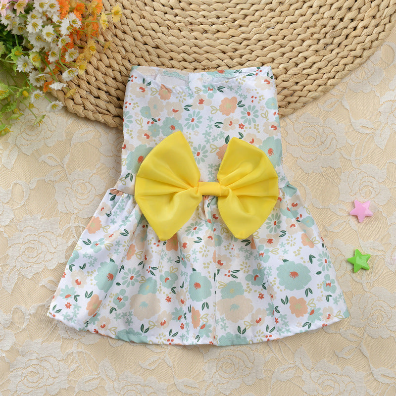 Small Dog Skirt Floral Princess Cat Spring Teddy New Pet Cute Dog Skirt Summer Thin