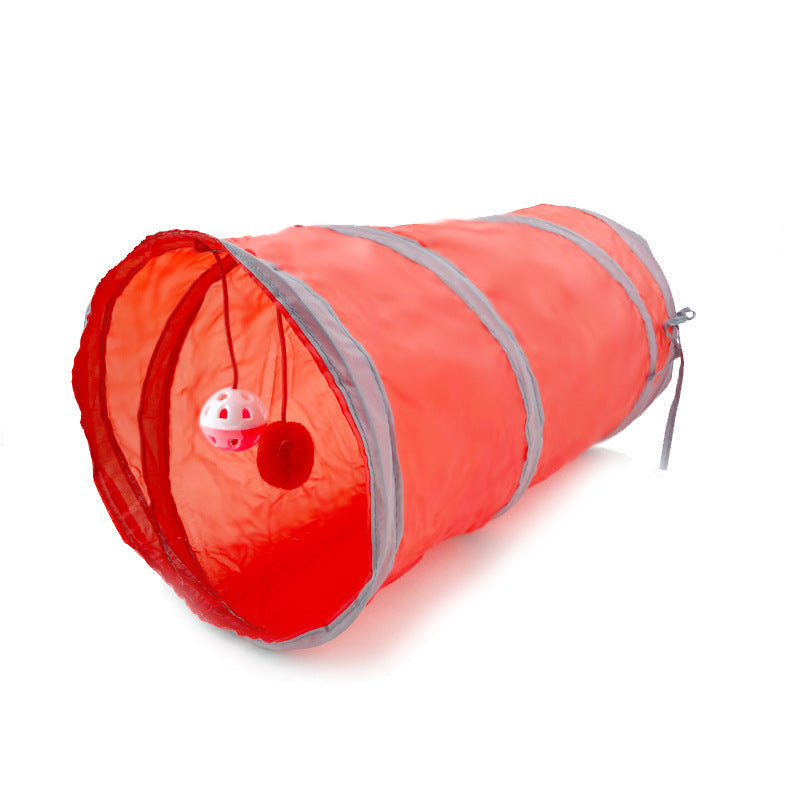 Cat Tunnel Toy Foldable Color Printed Bell Small Channel Single-Layer Ground Rolling Channel 