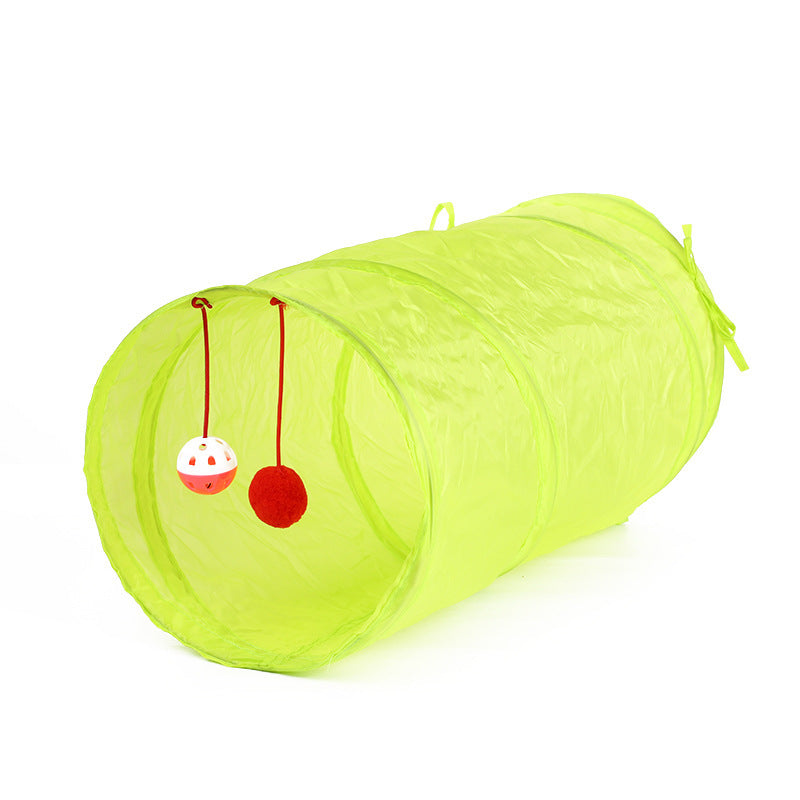 Cat Tunnel Toy Foldable Color Printed Bell Small Channel Single-Layer Ground Rolling Channel 