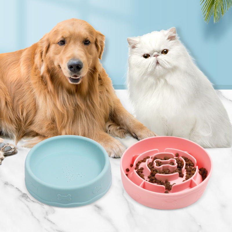 Multifunctional Portable Silicone Slow Food Pet Bowl Drinking Water Feeding Two-in-One Double Sided Bowl