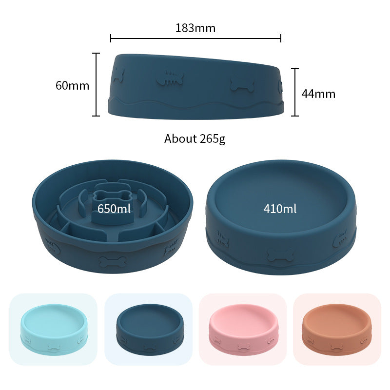 Multifunctional Portable Silicone Slow Food Pet Bowl Drinking Water Feeding Two-in-One Double Sided Bowl
